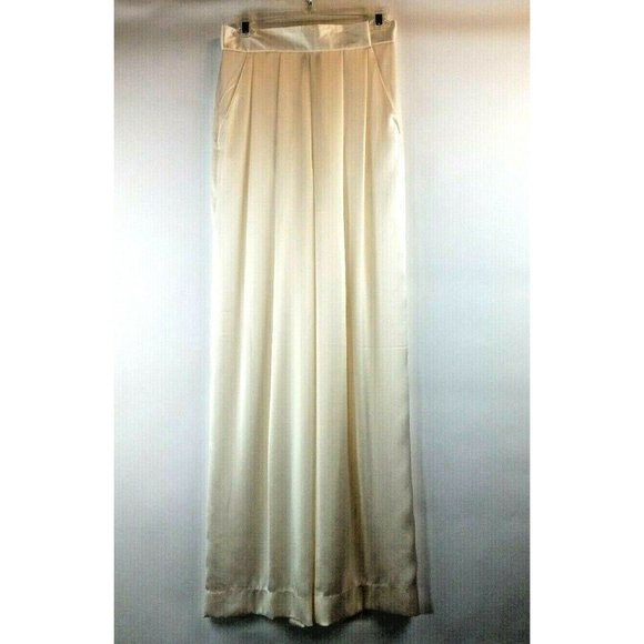 IB Diffusion VTG Ivory Satin Pleated Pants 10 - Picture 3 of 9